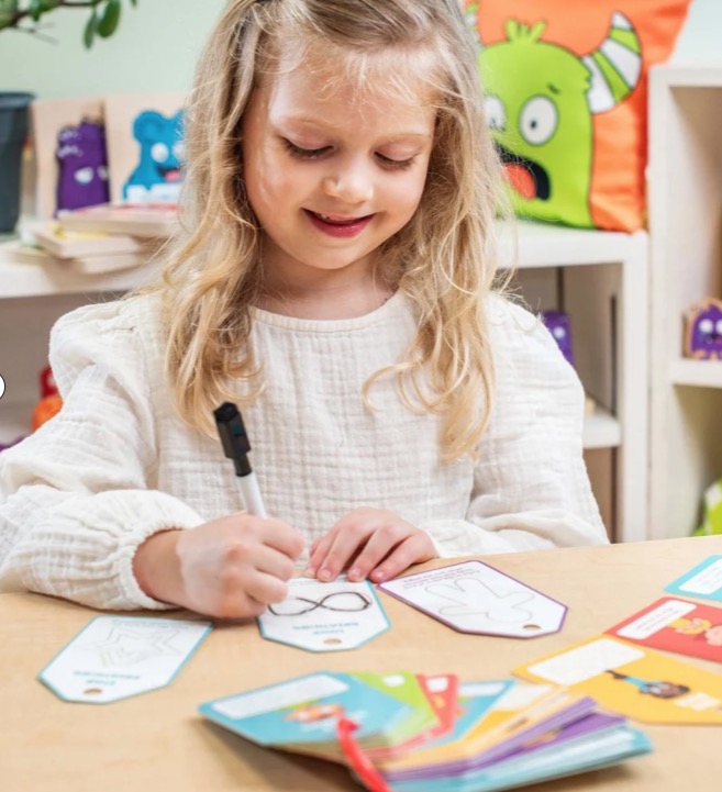 Calming Cards in use as a sensory support tool
